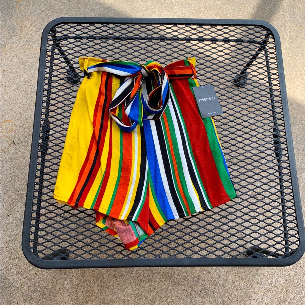 Multicolor Striped High Waisted Shorts